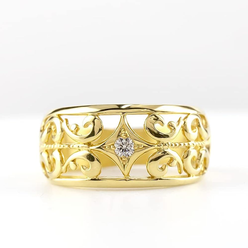 Amazon | [アトラス] 24金 リング ダイヤモンド メンズ 太め